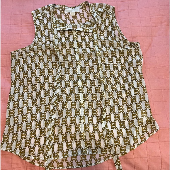 XL Michael Kors Sleeveless Button Down Tank Top with Ties - Picture 1 of 3